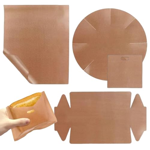 Pasbuteiy Hojas de papel para hornear, reutilizables, antiadherentes, aptas para alimentos y listas para horno, freidora de aire caliente, plantillas de papel, para el hogar, jardín, camping, barbacoa