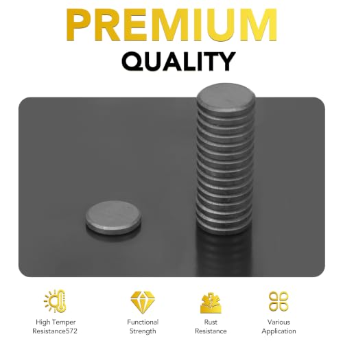 Image of DIYMAG Strong Adhesive Magnets,35p 0.98x0.12in Fridge Refrigerator Magnet | Small Round Black Ceramic Button Neodymium Magnets, Heavy Duty,for Whiteboard,Crafts,Office, Scientific,Refrigerator,Fridge
