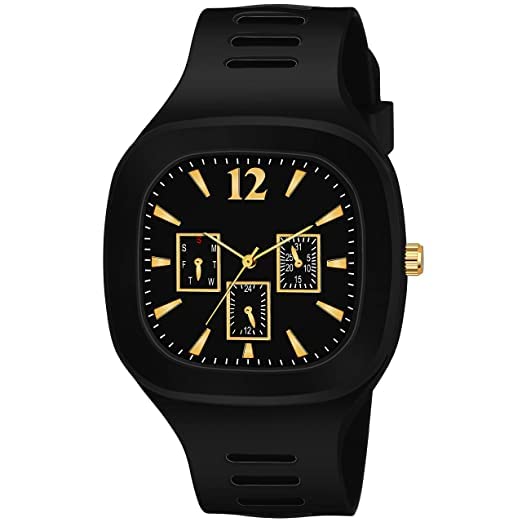 Digil Silicone Square Dial Analogue Miller Watch | Sports Watch Men Watches Boys Watches Wrist Watches for Men or Boys (Black) (B0BLZK2HV3) Amazon Price History, Amazon Price Tracker