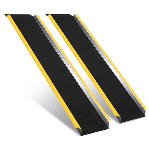 Jiubiaz 2 rampe di carico, rampa per sedia a rotelle, capacità di carico 600 kg, in alluminio, per moto, tosaerba, 118 cm