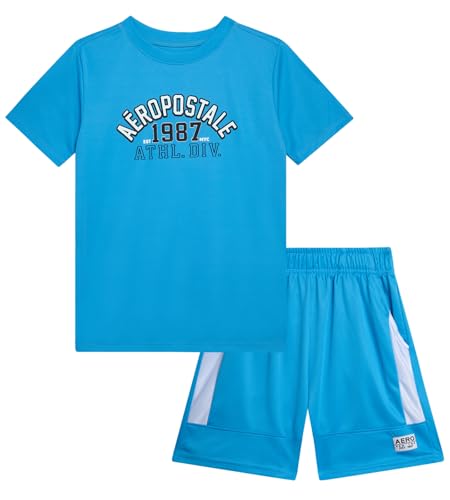 Image of AEROPOSTALE Boys Shorts Set 2 Piece Graphic Tee and Mesh Athletic Shorts | Poly-Cotton Graphic Tee, Pull On Mesh Shorts with Elastic Waist, Regular Fit