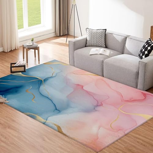 Moquette lavable en machine marbre rose avec tapis antidérapant salon