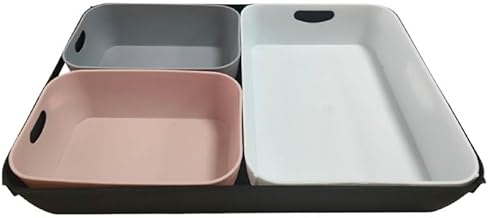 صندوق تخزين من سبيس شوب، بتصميم عملي، متوفر باللون الثالث، مصنوع من البلاستيك، قابل للتكديس، مجموعة من 3 قطع