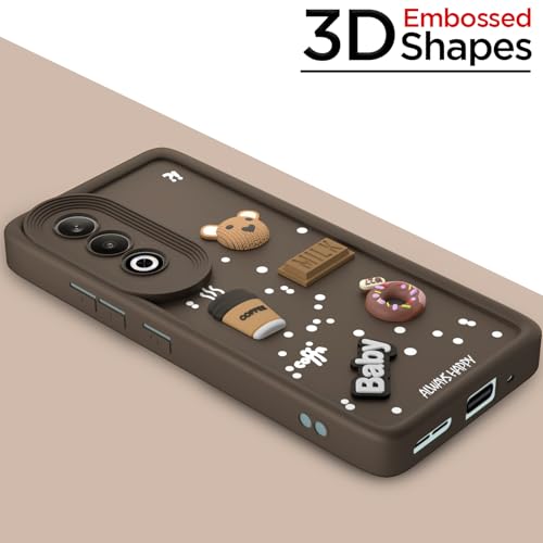 Image of Outlouders Back Cover for OnePlus Nord CE 4 5G | 3D Cartoon Bear Cute Fun Silicone Full Body Protection Bumper Case (Brown)