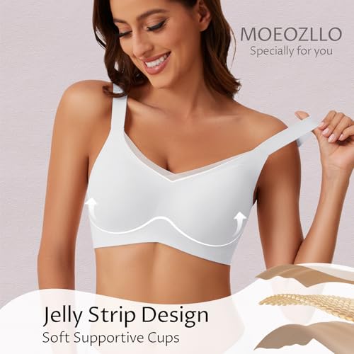 Image of MOEOZLLO Womens Wireless Bras for Women No Underwire Seamless Bralettes for Wireless Bra V Lace Soft T Shirt Support