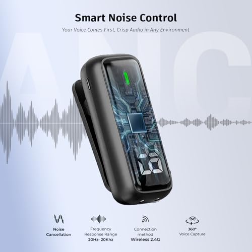 Image of String Swing Wireless Microphone with Smart Noise Reduction - Clip-On Mic for iPhone & Android | 48H Backup, 360 Voice Pickup, 65ft Range | Wireless Mic for YouTube, Vlogging & Video Recording