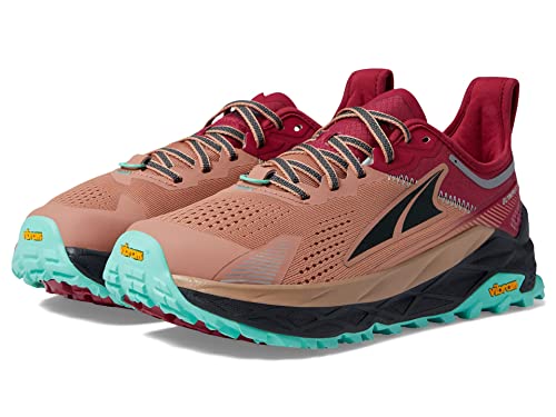 ALTRA Women's Olympus 5 Trail Running Shoe, Brown/Red, 8