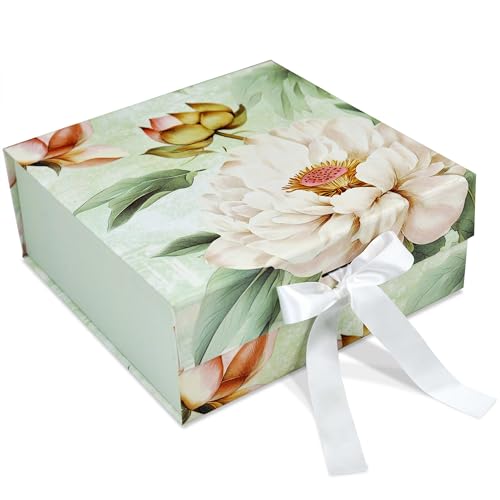 Image of RBS - MEDIUM Empty Gift Box 26x26x10cm Decorative Flower Gift Boxes for Presents (1 Pack) Box for Gift Packing Multipurpose Hamper Cardboard Box for Gift All Occasion (M-Bloomfinity)