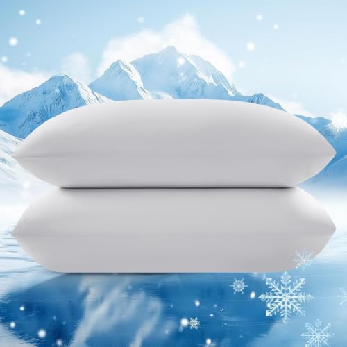 Image of Ice Fabric Cooling Pillowcases 2 Pack, Q-Max>0.5 Coolmax Pillow Cases with Envelope Closure, Silky Soft and Breathable Pillow Covers for Hot Sleepers, Fits King Size Pillows (20x36 Inches), Grey