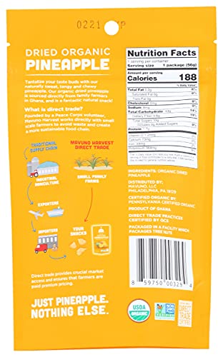 Image of Mavuno Harvest Dried Pineapple, Organic, 2 Oz (Pack of 2)