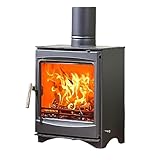 Kaminofen Holzofen 20kW,Thermischer Wirkungsgrad 85% für 50 m², Mit Schamottstein-Auskleidung,Großem Sichtfenster & Automatischem Luftvorhang-System