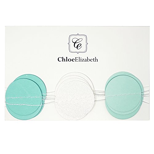 Circle Dots Paper Party Garland Streamer Backdrop (10 Feet Long) - Aqua, Mint, Pearl White Glitter #TOP3