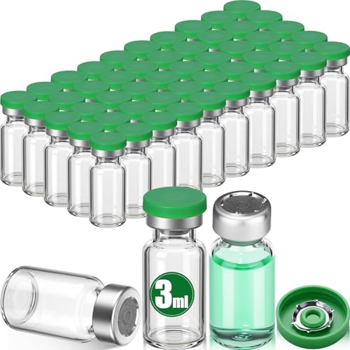50 Pcs 3ml Sterile Vials Empty Vials for Injection, Green