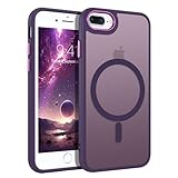 DUEDUE for iPhone 8 Plus Case, iPhone 7 Plus Case Magnetic[Compatible with Magsafe], Translucent Matte Back Protective Cover Anti-Scratch Shockproof Phone Cases for iPhone 8 Plus/7 Plus, Deep Purple