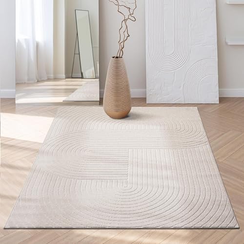the carpet Santo Plus moderner Teppich - hochwertiger Wohnzimmer Schlafzimmer Teppich Creme - Boho...