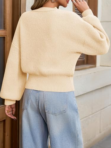 Image of Saodimallsu Womens Batwing Long Sleeve Sweaters Casual Crewneck Loose Chunky Knit Fall Pullover Tops
