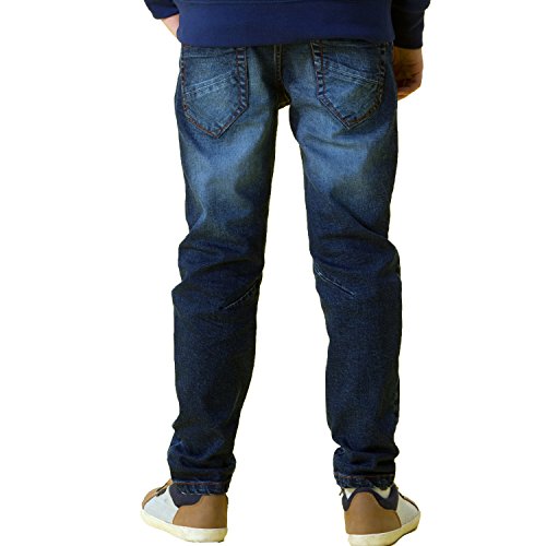 Leo&Lily Big Boys Kids Husky Rib Waist Stretch Denim Jeans Pants (Navy, 10) Llb621 #TOP2