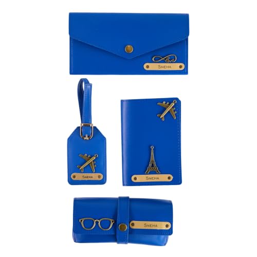 Image of AICA Personalized Name & Charm Passport Cover Holder Combo Giftset for Women (RoyalBlue) | Customized Gifts Birthday Anniversary Wedding Marriage for Woman Women Girl Wife