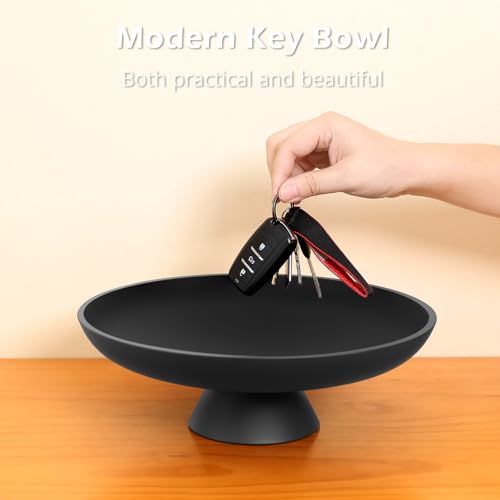 Large Fruit Bowl for Kitchen Counter, Concrete Decorative Bowls for Home Decor, Modern Key Bowl for Entryway Table (Black) - Image 5