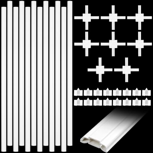 Maasechs 12 Pcs 24 Plastic Window Grille Inserts White Window Grid Kit Include Grid Connectors and Fasteners for for Installing Decorative Grilles Layouts Home