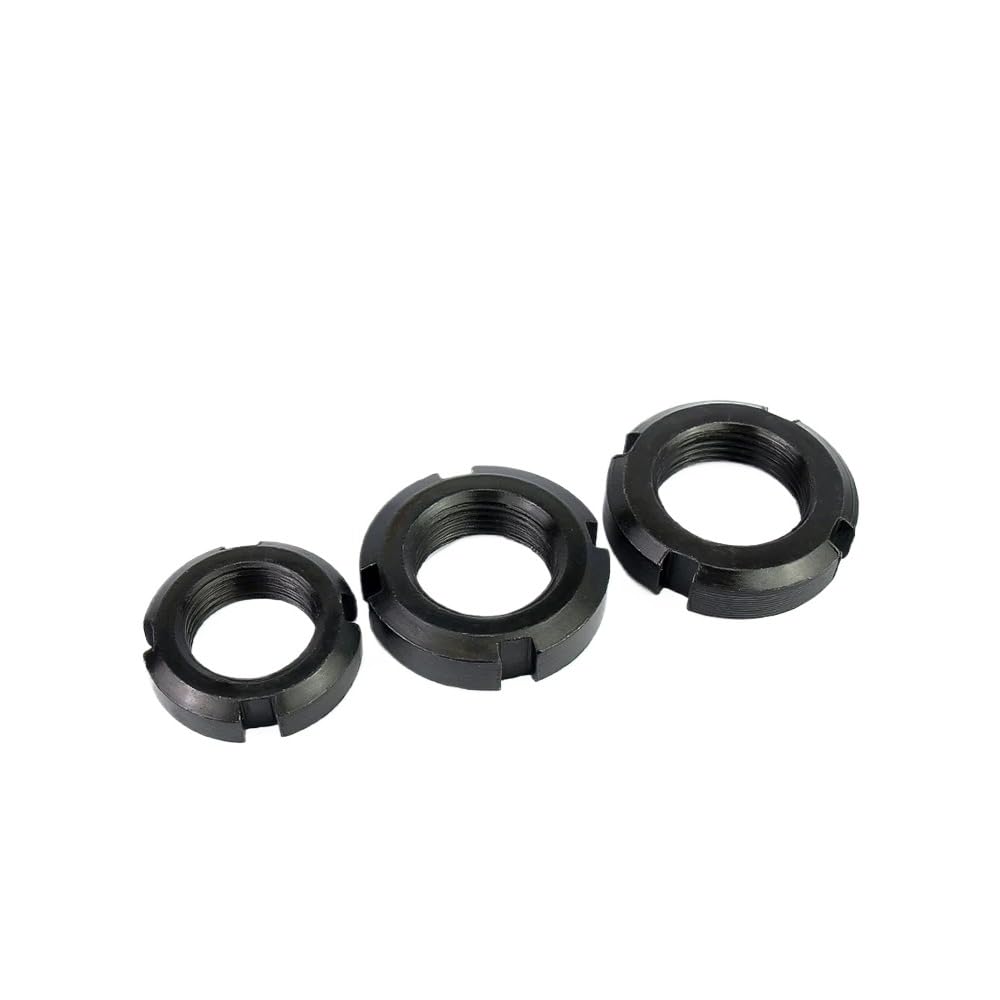 Black 4.8 Steel Round Slotted Nuts M10 M12 M14 M16 M18 M20 M22 M24 M30-M60 (10,M40 x 1.5)