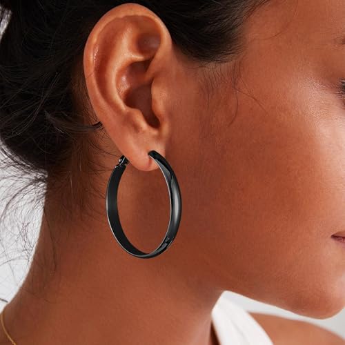 Image of Gacimy Gold Hoop Earrings for Women with 925 Sterling Silver Post | Hypoallergenic Lightweight Thick Hoops Earrings for Women Trendy Jewelry Gift