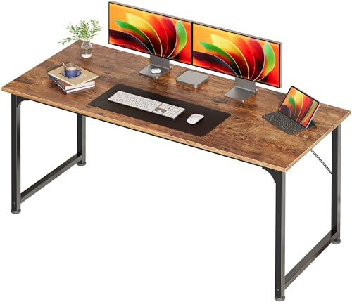 Huuger 54-inch Computer Desk with open legroom and rustic brown top