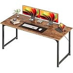 Huuger Computer Desk, 55 Inch Home Office Desk, Gaming Writing Work from Home Study Desk, Large Legroom, Sturdy Metal Frame, Modern Simple, Rustic Brown