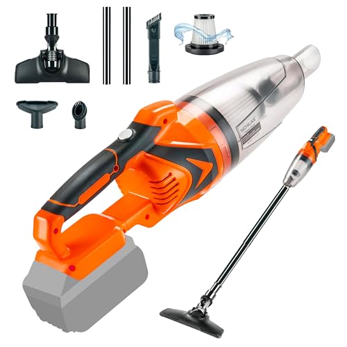 Cordless Vacuum Cleaner Handheld Stick Vacuum Cleaner 10kPa Powerful Suction 4 Different Heads for Home Pets Floor Car, Compatible with DEWALT 20V MAX Batteries (NO Battery)
