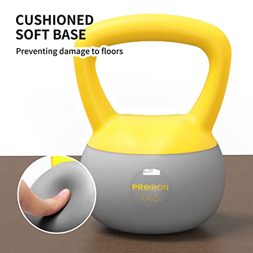 PROIRON Soft Kettlebell 2kg, 4kg, 6kg, 8kg, 10kg, Kettle Bells with Iron Sand, Non-slip Handle, kettle weights for Fitness, Exercise, Workout, Home Gym, Strength Training, Bodybuilding Weight Lifting - Image 3