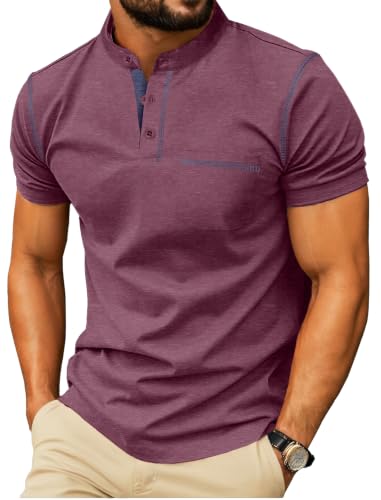 Image of Sailwind Mens Henley Shirts Short Sleeve Summer Casual Classic Cotton T Shirts Pocket Button Shirt