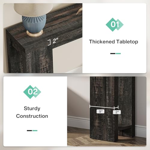 Image of Tribesigns 70.9-Inch Extra Long Console Table, Farmhouse Wood Sofa Table Behind Couch, Narrow Entryway Accent Table for Living Room, Hallway, Entrance, Foyer, Black