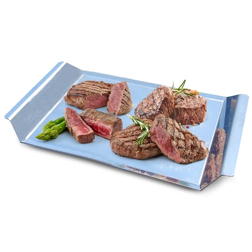 Plancha para barbacoa, plancha acero inoxidable barbacoa, Maciza, Accesorio ideal para Asar Carne, Pescado, Verduras, etc.. apta para Leña, Carbon o Gas.