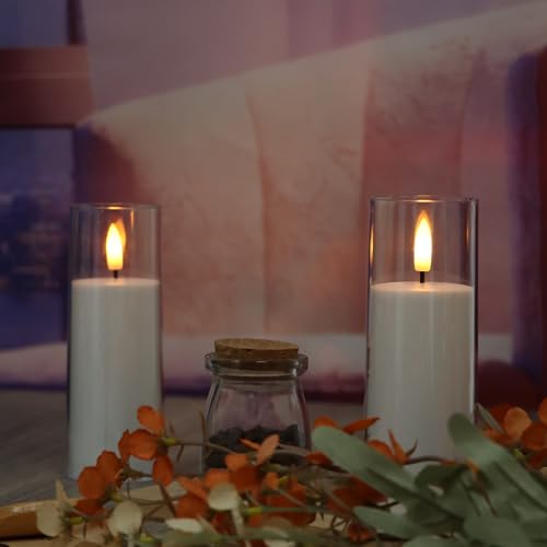 Image of CANDLE CHOICE Indoor Outdoor Flameless Candles with Timer Waterproof Realistic Flickering Battery Operated Pillar LED Lights with Acrylic Shell Wedding Party Christmas Decorations 6 Pack 2 inchx6 inch Clear