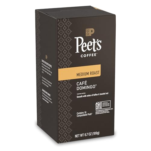Peet&rsquo;s Caf&eacute; Domingo Coffee Pods &ndash; 16 Count (1 Pack) &ndash; Medium Roast with Smooth, Balanced...