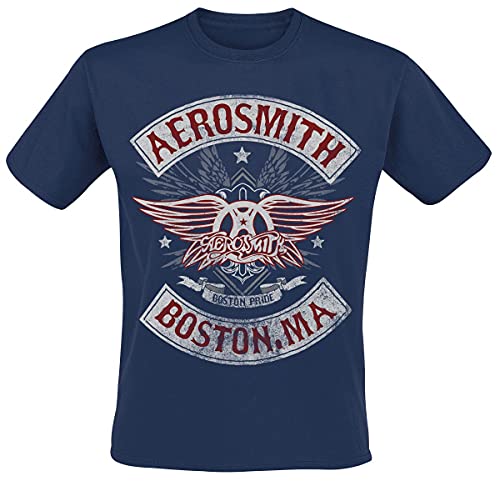 Photo de Aerosmith Boston Pride Homme T-Shirt Manches Courtes Marine L 100% Coton Regular/Coupe Standard