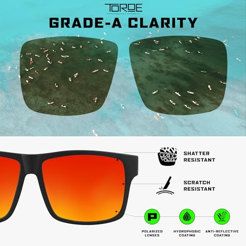 Image of TOROE Classic RANGE TR90 Frame Polarized Unbreakable Sunglasses with Hydrophobic Coated Polycarbonate AR Lenses