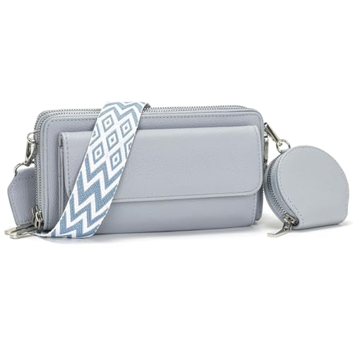 Snmoec Handytasche zum umhängen kleine Handtasche Damen umhängetasche Damen klein Mit Kartensteckplatz münzbörse Crossbody Bag klein hellblau