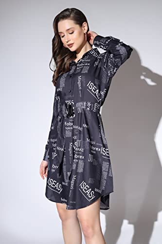 Image of Leriya Fashion Western Dress for Women | Rayon Paper Printed Dresses with Belt | Collared Neck on Button | Knee Length Dresses for Women | Ideal for Outing | Hangouts for Girls
