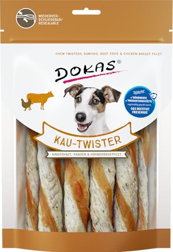 Produktbild von Dokas Kau-Twister Rinderhaut, Pansen & Hühnerbrust - 9 x 200 g