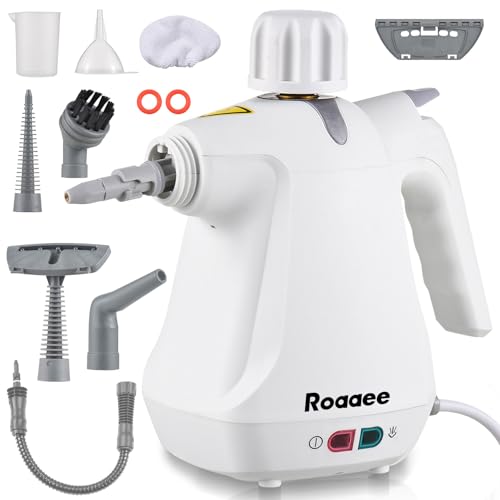 Roaaee Handheld Steam Cleaner, Multi-Purpose Portable Steamer for Home, Complete Kit of Accessories for Cleaning Floor, Upholstery, Grout and Car