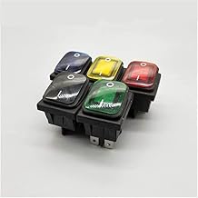 مفتاح هزاز FFIME KCD4 20A/250V 4 Pin DPST IP67 مفتاح هزاز مقاوم للماء ومحكم الغلق مع LED 12V 24V 110V 220V 30x22 اللون أبيض، مقاس 6 دبابيس