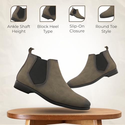 Image of STANPHORD Men Glossy Chelsea Ankle Boots | PU Slip-On Block Heel | Casual Party Office Outdoor Wear (TPSG 9536)
