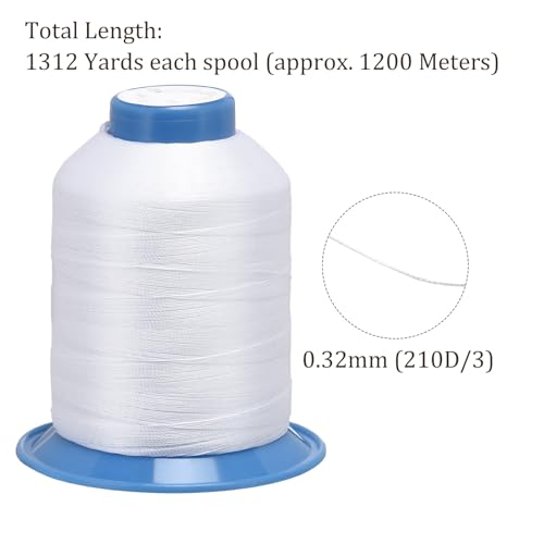 Fil à coudre polyester blanc 210D/3 haute ténacité pour finitions soignées - 4