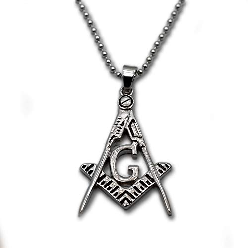 The Masonic Exchange Square & Compass Necklace - [Silver & Black][2'' Tall]