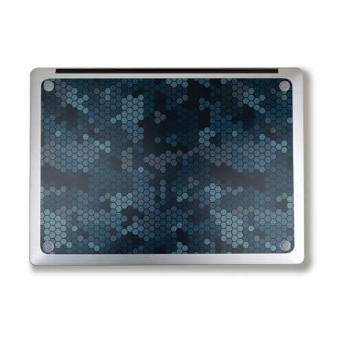 Image of Laptop Skin Compatible with Alienware M18 R2 (2024) - Blue Hexa Camo - Premium 3M Vinyl Protective Wrap Decal Cover - Easy to Apply | Crafted in The USA by MightySkins