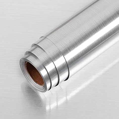 LACHEERY Silver Stainless Steel Backsplash Contact Paper Cover
