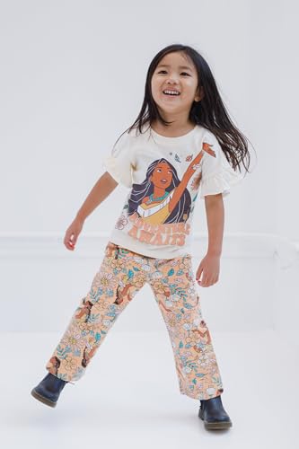 Image of Disney Princess Girls' 2-Piece T-Shirt and Leggings Set Toddler to Big Kid | 2-Piece Coordinated Set, Elastic Waistband Leggings, Breathable Cotton Fabric