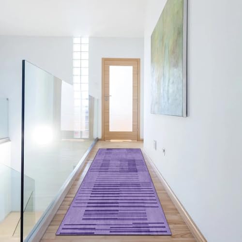 Alfombra de cocina transitable y lavable de 70 x 150 cm con diseño moderno lila 6
