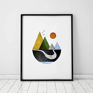 Scandinavian Art Mountains Art Print Minimal Home Decor Wall Print Geometric Art Minimalist Art Modern Wall Art Abstract Wall Art 8x10 inch No Frame